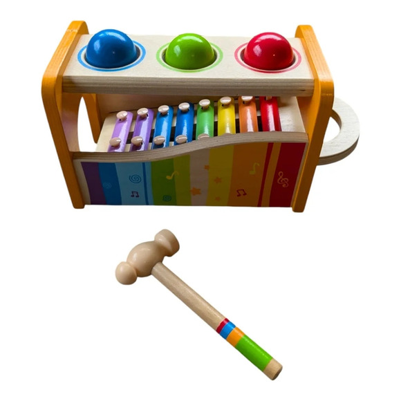 Hape Pound & Tap Bench with Slide Out Xylophone - Picture 3 of 14